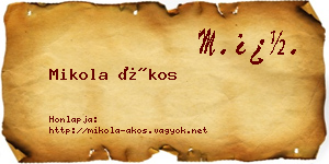 Mikola Ákos névjegykártya